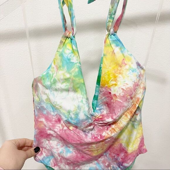 Soluna Tie Dye Swimsuit One Piece Reversible Low Back Padded Medium - Picture 5 of 7